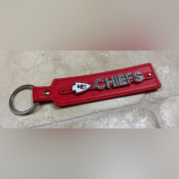 NFL Kansas City Chiefs Football 5” Keychain with Rhinestone Sliders - Picture 2 of 5
